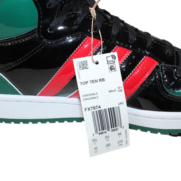 Adidas Basketball Shoe Top Ten RB Black/Red/Green Men's 10 NEW! - Picture 10 of 12